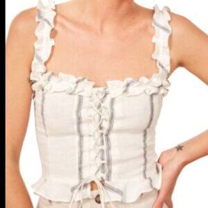 Reformation bayley lace up crop ruffle top size 4